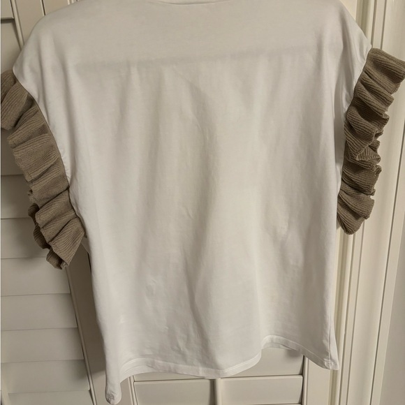 Zara White Top with Ruffled Sleeves - Picture 4 of 4